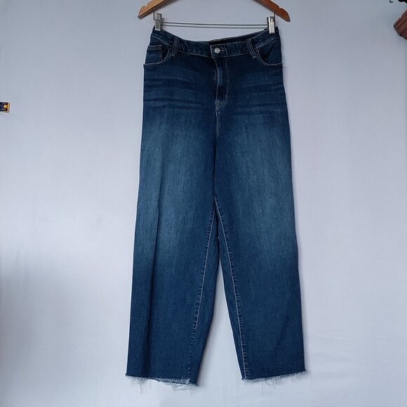 Sanctuary Denim Jeans Women Sz 34 Non Conformist Wide Leg Crop Blue  Cut Off Hem - Picture 1 of 4
